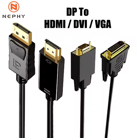 Video Converter DP to HDMI / DVI 24-1 DVI-D / VGA Long Cable For TV Laptop Computer 4K 1080P HD Disp