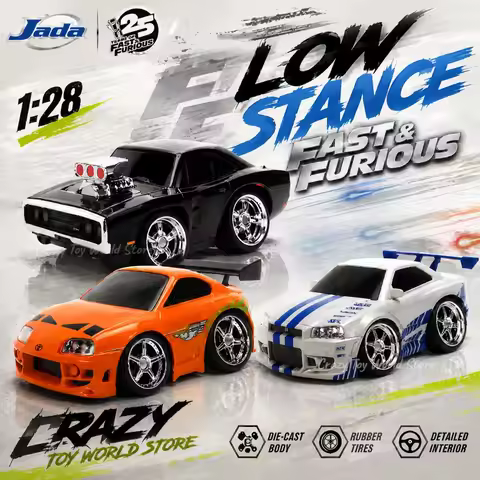 Jada 25th 1:28 Fast & Furious Low Stance Camber Car Model, Dodge Charger R/T Nissan Skyline GT-R Tot
