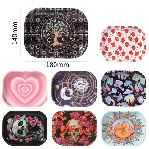 Tobacco Rolling Tray 18*14CM Metal Cigarette Smoking Herb Tinplate Plate Smoking Accessories