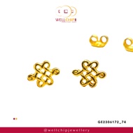 WELL CHIP Ru-Yi Charm Studs Earrings - 916 Gold/Anting-anting Kancing Ru Yi- 916 Emas