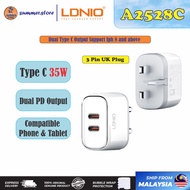 LDNIO A2528C Super Fast Charge 35W Usb Cables Chargers Power Adapter Travel Charger Dual PD USB C Ou