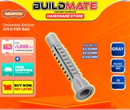 BUILDMATE Wadfow Universal Plastic Anchor Tox 6MM - 10MM Wall Plug Gripper Screw Nail Drive Drywall 