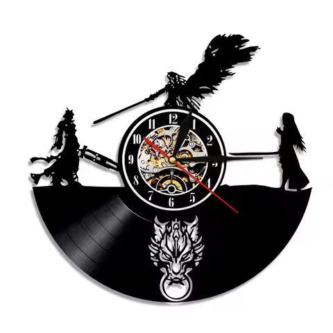 FF7 Game Cloud vs Sephiroth Vinyl Record Wall Clock For Playroom Fantasy Game Home Decor Longplay Mu