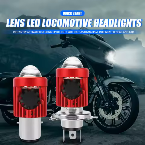 1Pc H4 LED Dual Color Motorcycle Headlight Bulbs BA20D with Fan Hi/Lo Beam 12V Fog Lamp Scooter Yell