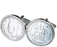 Cufflinks - Rhodium plated - 81st Birthday - 1938 English Sixpence Cufflinks