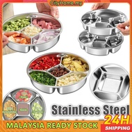 Stainless Steel Kitchen Food Preparation Tray 5-Compartment Divided Plate Food Grade Serving Platter