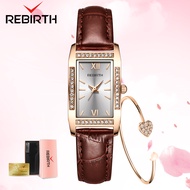 REBIRTH Jam Tangan Wanita Mewah Ori Terbaru Elegan Retro Dewasa Tahan Air QUARTZ Tali Kulit Jam Tang