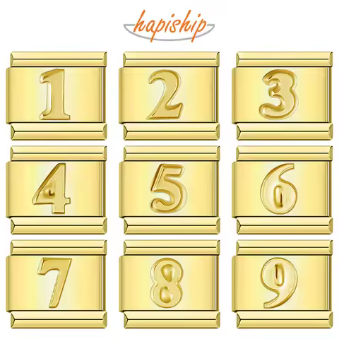 Hapiship 2025 New Fashion Number 0 1 2 3 4 5 6 7 8 9 Italian Charm Fit 9mm Stainless Steel Bracelet 