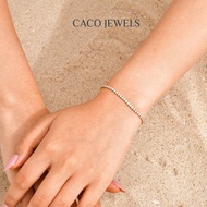 CACO 18K Gold Plated 925 Silver Slim Tennis Bracelet with Diamond Zirconia "Prism" (1 Piece)