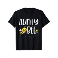 Cotton Single-Sided Printed Round Neck T-Shirt Birthday Bee Family Matching Aunty Bee Auntie Beekeep