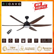 Recavo Ceiling Fan (66 Inch) 6+6 Speed LED Lighting Remote Control Fan Neon 66 LED