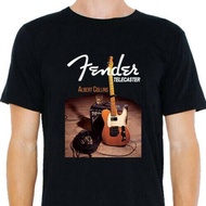 [Ready Stock S-5XL] Fender Telecaster Albert Collins Guitar Casual Short Sleeve Tops Printed 100% Co