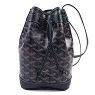 全新未使用 △ GOYARD Petit Flot PMLTY12CL12P 水桶包，小牛皮和 Goyardine 帆布材質，抽繩設計，兩用單肩包，海軍藍，附防塵袋，女士款
