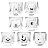 BTS BT21 Cute Double Glass Cup Insulation Water Cup Tea Cup