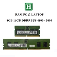 Laptop and PC RAM DDR5 16GB, 8GB bus 5600, 4800 genuine ram,