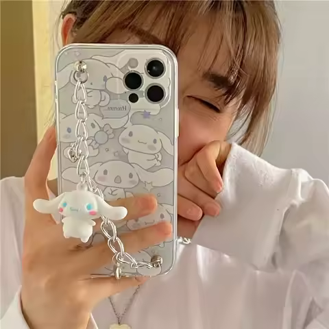 Sanrio phone Case For OPPO FIND X2 X5 PRO RENO 6 7 8 LITE F21 PRO 4G 5G Cartoon bracelet wrist strap