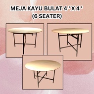 MEJA KAYU BULAT SEGI 4 KAKI X 4 KAKI / MEJA BULAT KENDURI