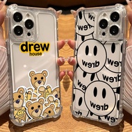 Drew House Smiling Face Clear Silicone Case for iPhone 17Air 17 16e 16 15 14 13 12 11 Pro Max Air Pl