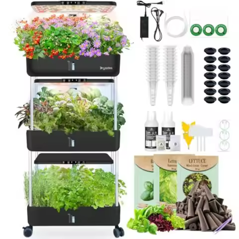 66-Pod Indoor Hydroponic Growing System + 3 Free Seeds Starter Kit Lettuce Salad Mixed Basil Seeds D