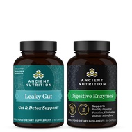 Ancient Nutrition Leaky Gut Capsules, 60 Count + Digestive Enzymes Capsules, 90 Count