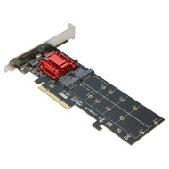 Dual NVMe PCIe Adapter, RIITOP M.2 NVMe SSD to PCI-e 3.1 x8/x16 Card Support M.2 (M Key) NVMe SSD 22
