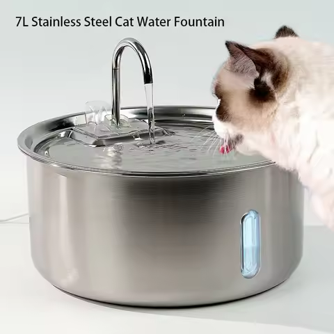 7L Stainless Steel Pet Water Dispenser Cat Automatic Water Fountain USB for Cat Dog Filter Fountain 