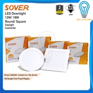 Sover LED Downlight 12W 18W 24W 4" 6" 8" Round Square | 2 Years Warranty | Quality Ceiling Downlight | Sirim Approved