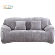 Hick Sofa Covers 3 Seater Pure Color Sofa Protector Velvet Easy Fit Elastic Fabric Stretch Couch Slipcover (Silver Grey, 3 Seater 195-230cm)