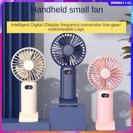 Portable Handheld Mini Fan 1200mAh-2000mAh Neck Hanging Fans 5 Speed USB Rechargeable Fan with Phone Stand and Display Screen