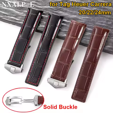 Cowhide Watch Strap 20mm 22mm 24mm Genuine Leather Watchband for Tag Heuer Carrera Monaco F1 Watch B