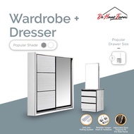 【𝐃𝐞𝐇𝐚𝐮𝐳_𝐅𝐮𝐫𝐧𝐢】5 feet Wardrobe + Dressing Table  / Almari 5 Kaki serta Meja Solek / 5尺衣橱 + 梳妆台