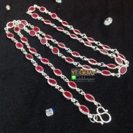 สร้อยคอทับทิม สร้อยคอผ่าหวาย สร้อยคอเงินแท้ พลอยทับทิมชาตั้ม ยาว 24 นิ้ว YTG-9105
