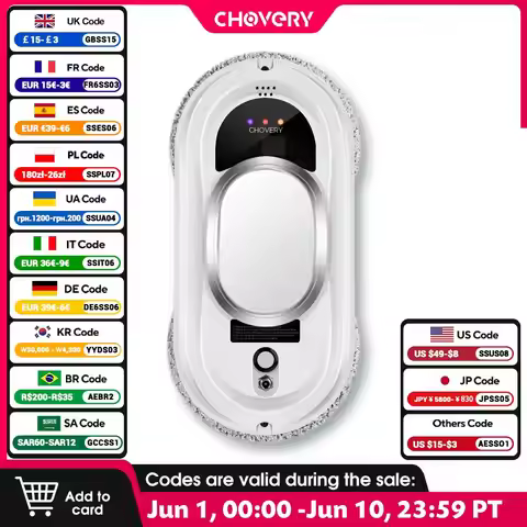 CHOVERY Robot Window Cleaner Window Cleaning Robot Smart Home Robot Vacuum CleanerRemote Control Gla