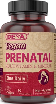 DEVA Vegan Prenatal Multivitamin and Mineral Supplement - Once-Per-Day Formula - Vitamins A, C, D, E