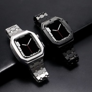 Luxury Metal Case Strap Modification Kit Metal Steel Frame Bezel compatible for Apple Watch 8 7 45mm IWatch Series 6 5 4 44mm