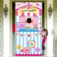 Candy Shop Party Decoration Sweet Shoppe Hanging Banner Background Carnival Photo Door Decor Backdro