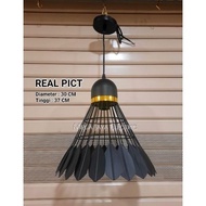 Lampu Gantung / Lampu Hias Kop Bulu Tangkis Hitam Fitting E27