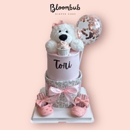 Baby Girl Diaper Cake Hamper Gift for Newborn, 100th days, baby shower, 1 yo birthday gifts