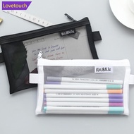LOVETOUCH Stationery Transparent Mesh Pencil Case Office School Supplies Makeup Bag Organizer with Z