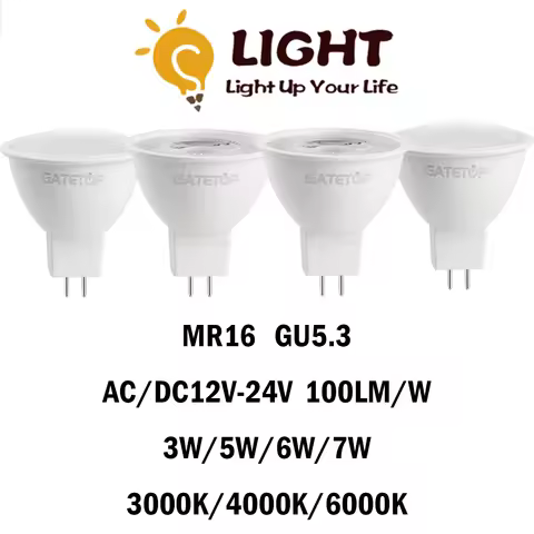 5-20PCS MR16 LED Spotlight GU5.3 Low Voltage AC/DC12-24V 3/5/6/7W 120/38Degree 3000K-6000K No Flicke