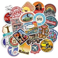 1 set Of 50pcs Luggage Stickers: Vintage Retro World Traveling Rimowa High Quality