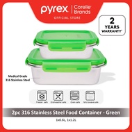 PYREX 2pc 316 Stainless Steel Container Microwave Safe