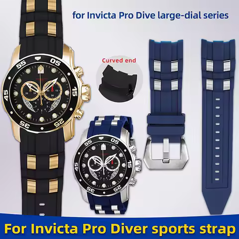 26mm Soft Rubber Watchband Replacement For Invicta Pro Diver Russian Divers Silicone Metal Pellet Wr