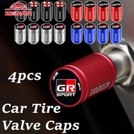 4Pcs Toyota GR Car Tire Valve Caps Automotive Motorcycle Bicycle Metal Dustproof Stem Air Valve Caps