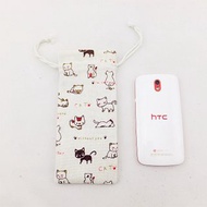 手機袋 眼鏡袋 可愛小貓 棉麻收納袋束口袋抽繩袋 可以客製大小和繡字