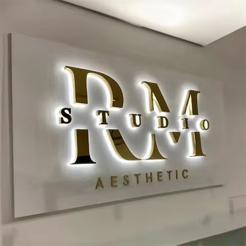 3D Illuminated Metal Outdoor Business Sign Custom Logo Backlit Business Sign Company Business Office