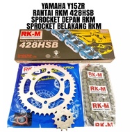 Yamaha Y15 Y15ZR Spoket set RKM RK-M sprocket FZ150 siap rantai 428HSB Original High Quality