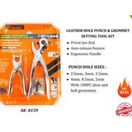ASAKI AK-8159 LEATHER HOLE PUNCH & GROMMET SETTING TOOL KIT