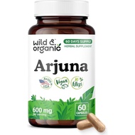 Wild & Organic Arjuna Bark Capsules - Overall Support - Arjuna Powder Supplement - 60 Herbal Capsule