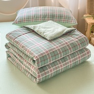 ญี่ปุ่น ผ้าห่มสไตล์อเนกประสงค์ ผ้านวมฤดูร้อนสีมาการอง ผ้าห่มลายตาราง ผ้านวมนุ่ม ผ้าฝ้ายพรีเมี่ยม 5 ฟ